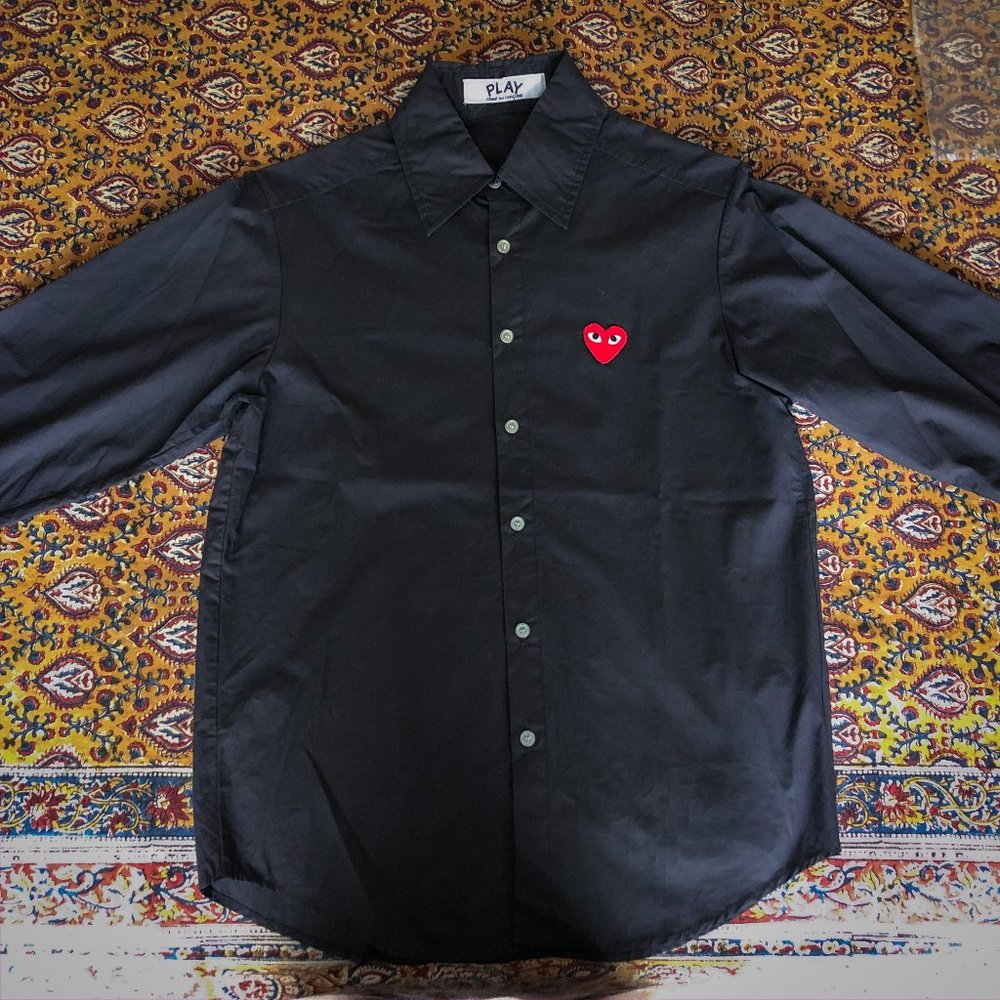 Comme Des Garcons Play Black Button Down Shirt
